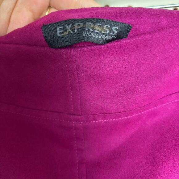 Vintage Express Fuchsia Felt Mini Skirt 90s Y2K Bold Statement M - Picture 4 of 6